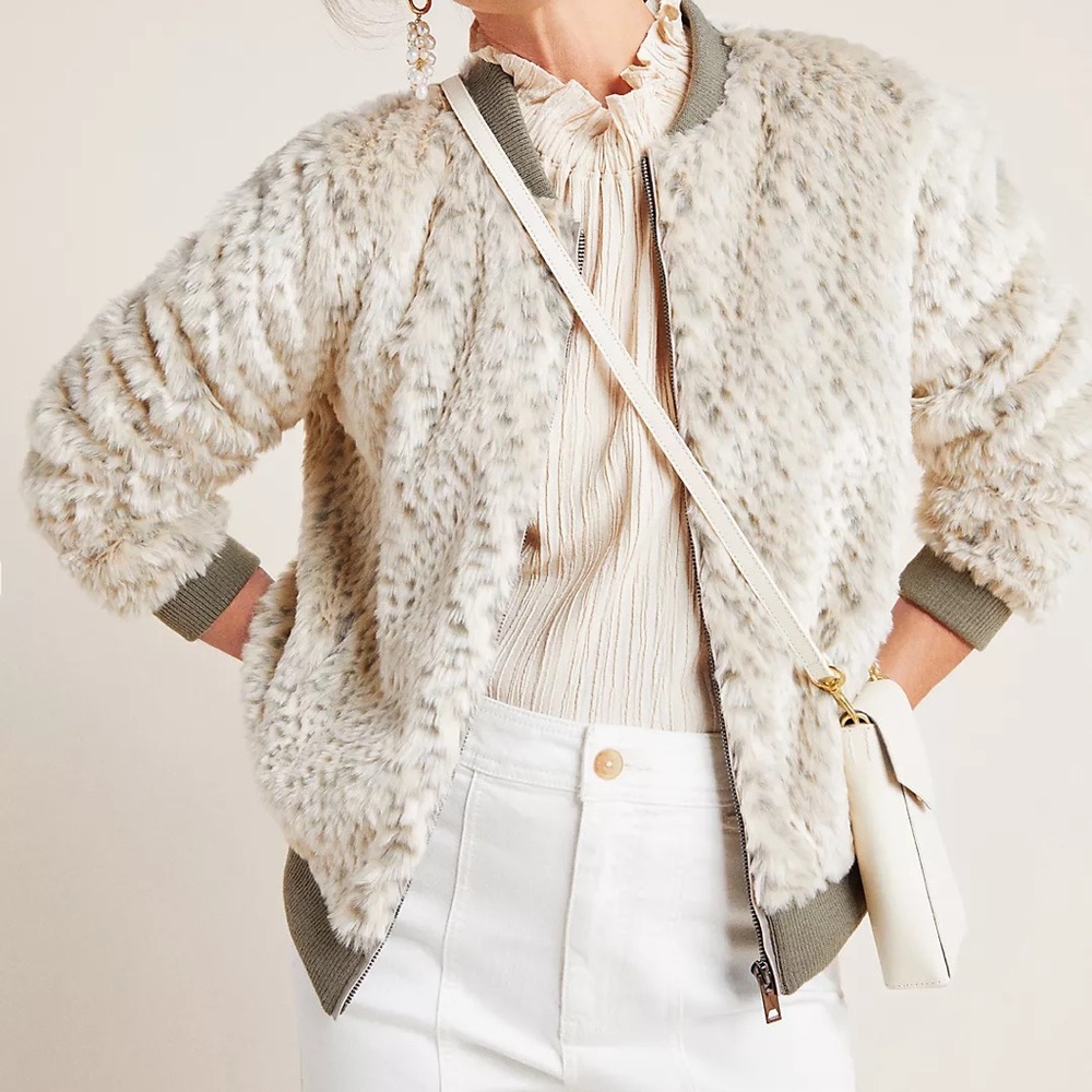 Skies Are Blue Faux Fur Bomber Jacket *NWOT*